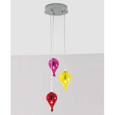 Ballons de Murano - Lustre en verre de Murano, 3 ballons avec lumière