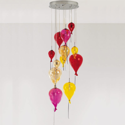 Ballons de Murano - Lustre en verre de Murano, 12 ballons avec lumière