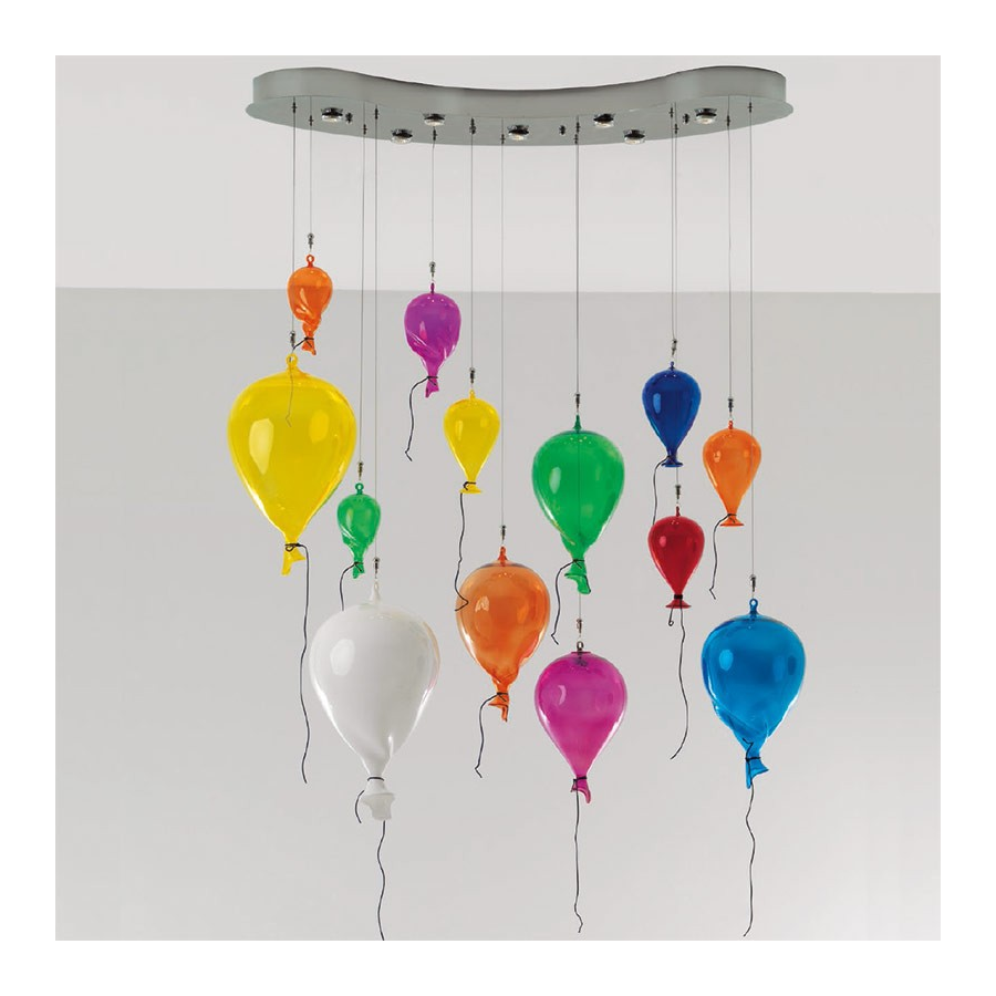 Ballons de Murano - Lustre en verre de Murano, 12 ballons sans lumière