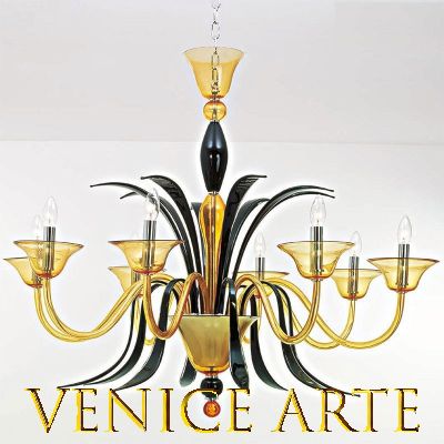 Gabbiano – Kronleuchter aus bernsteinfarbenem Muranoglas mit 8 Lichter