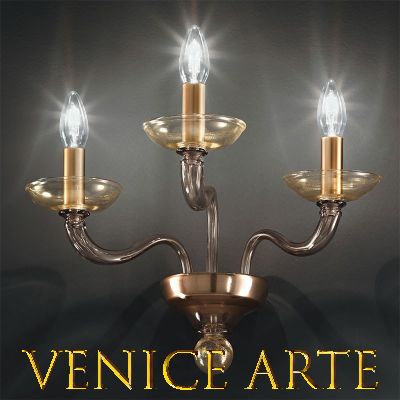 Diomedes - Lustre 8 lumières en verre de Murano Vert Foncé/Or 24K