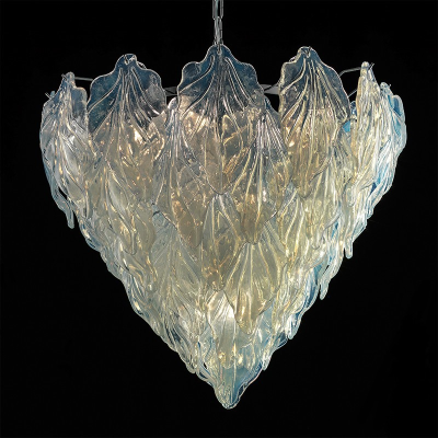 Feuilles opale - Lustre en verre de Murano