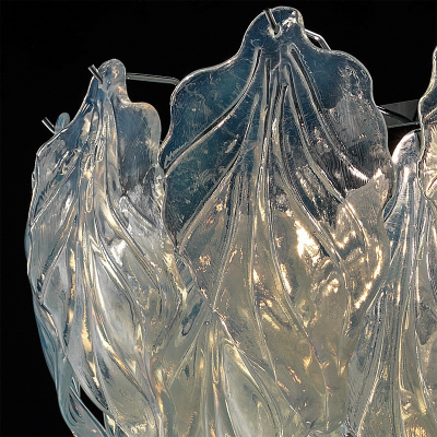 Feuilles opale - Lustre en verre de Murano