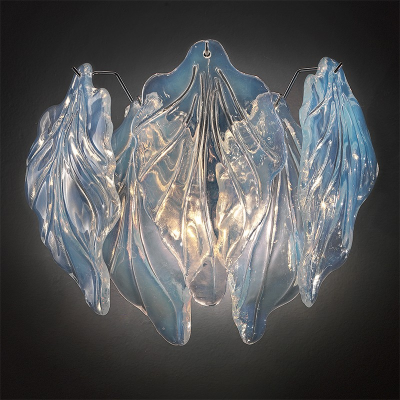 Feuilles opale - Lustre en verre de Murano