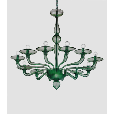 Morosini - Lámpara de cristal de Murano verde con 12 luces