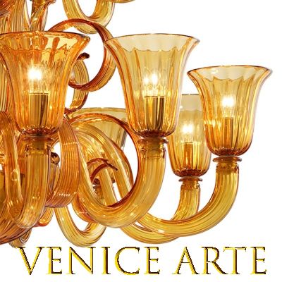 Gioiello - Lustre en verre de Murano 20 lumières 2 niveaux 12+8, ambre  - 2