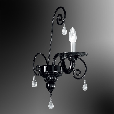 Artemis - Lámpara de pared con 1 luz en cristal de Murano Negro