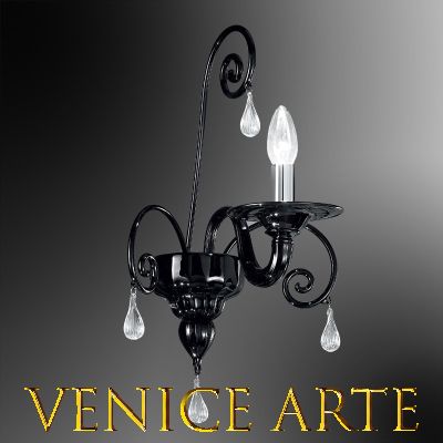 Artemis - Applique à 1 lumière en verre de Murano Noir