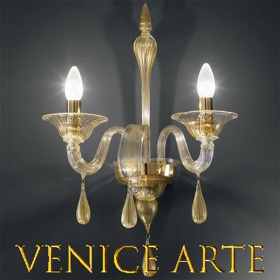 Zarina - Applique en verre de Murano 2 lumières, tout or