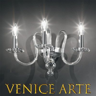 Socrates - Araña de 8 luces en cristal de Murano transparente/gris