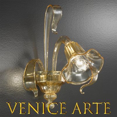 Calipso - Lustre en verre de Murano ambre à 6 lumières