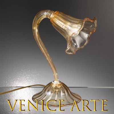 Calipso - Petite lampe de table en verre de Murano ambre à 1 lumière