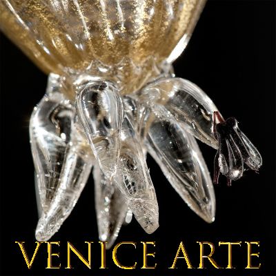 Artemide – Kronleuchter aus goldenem Muranoglas mit 12 Lichtern.